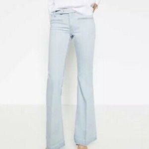 Zara Low Rise Flare Jeans Light Wash Slim Fit